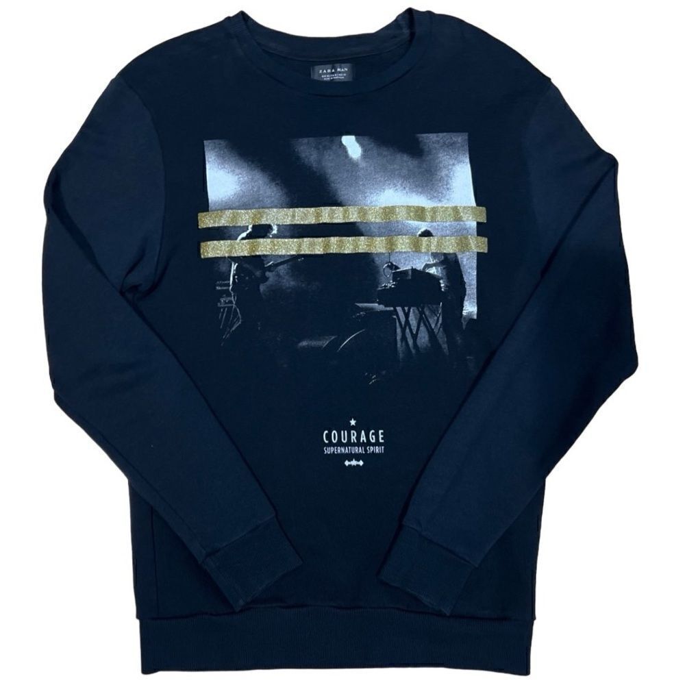 Zara Man crew neck sweatshirt black size medium